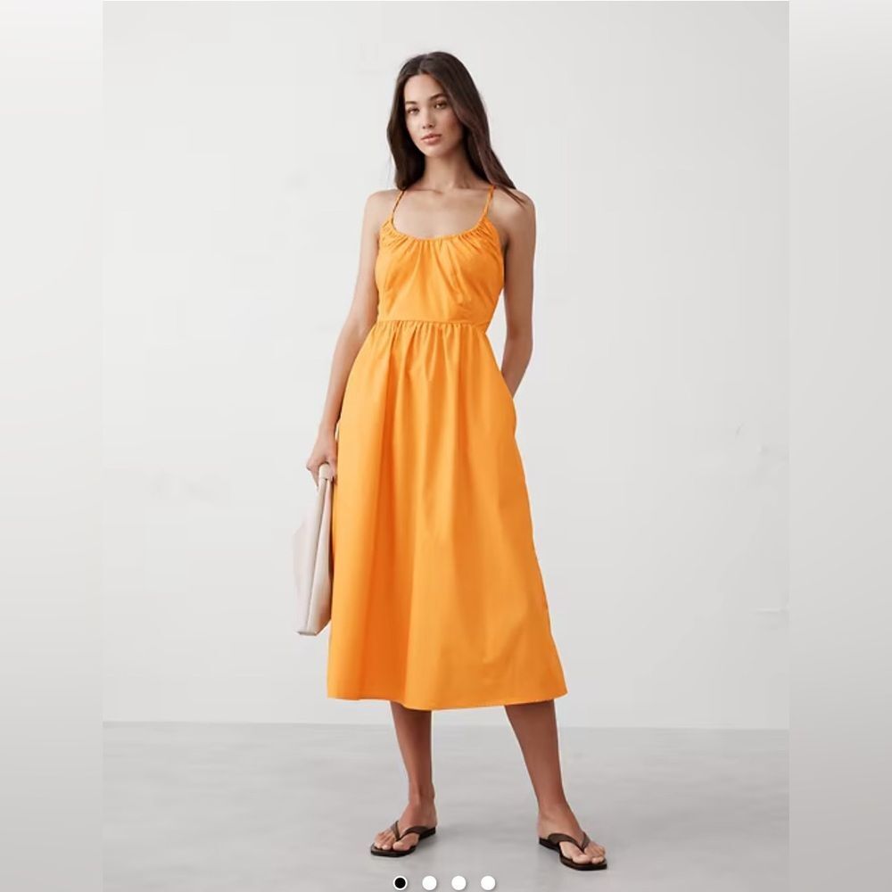 Banana Republic - POPLIN HALTER MIDI DRESS Turmeric Spice Size Small NWOT